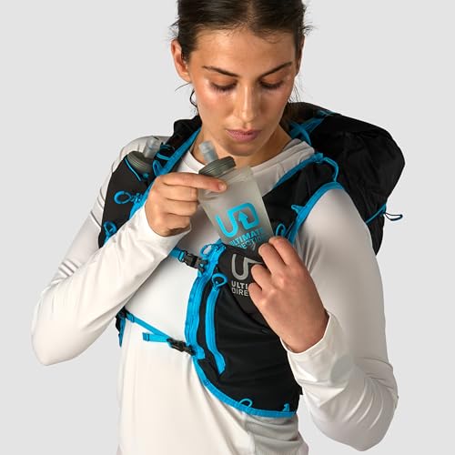Ultimate Direction Adventure Vest | 17 Liter Capacity Hydration Pack for Running, Hiking & Fastpacking - Includes 2 Soft Flasks - color: Black, size: Large