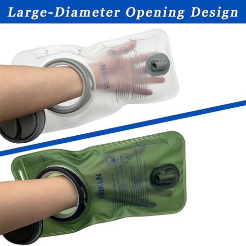 HEIKLN Hydration Bladder 1.5L-2L-2.5L-3L,Leak Proof Water Reservoir, BPA Free Military Water Storage Bladder Bag Hydration Pack Replacement Easy Clean for Bicycling Hiking Camping Hunting Running - color: 2L Green White
