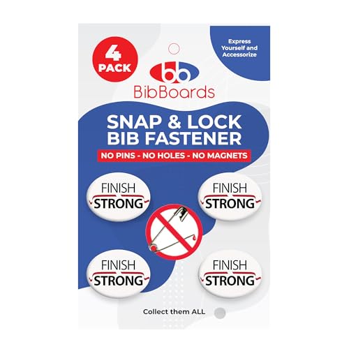 BibBoards bibSNAPS Race Bib Clips, Finish Strong, 4 Pack - color: Finish Strong