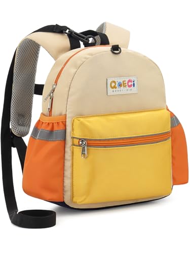 Toddler Backpack with Leash for Boys Girls Kids Kindergarten Nursery, 11” Baby Leash Backpack with Reflective, Toddler Bookbag with Anti-Lost Harness for Walking, Yellow - color: 1-yellow