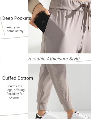 AJISAI Women's Joggers Pants Drawstring Running Sweatpants with Pockets Lounge Wear - color: Cloud, size: Medium Petite