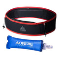 AONIJIE Running Belt Fanny Pack with 250ml Soft Water Bottle Flask for Women Men, Moisture Wicking Waist Pack Great for Marathon Climbing Jogging Cycling, for 6.8in Mobile Phone (Black Red: L/XL) - color: Black Red: L/XL