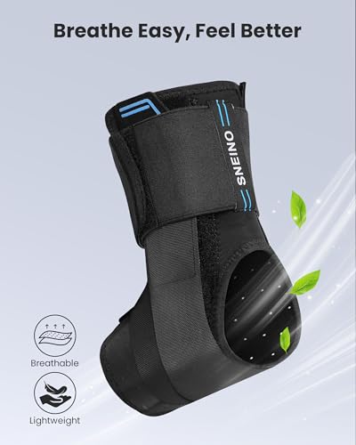 Ankle Brace Support Lace Up for Women & Men, 4 Stays for Sprains - color: Black – Upgrade Ankle (Medium)