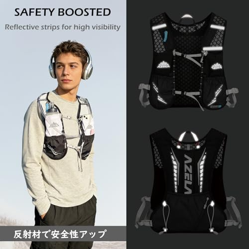 TRIWONDER Hydration Vest Running Backpack for Men & Women, Water Pack for Hiking, Camping, Climbing & Cycling, Lightweight Daypack - color: 06 Black - with a 500ml Soft Flask