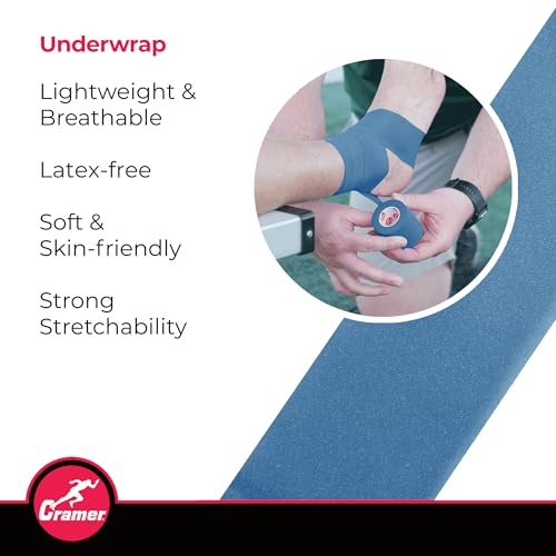 Cramer Tape Underwrap, Bulk Case of 48 Rolls of PreWrap for Athletic Taping, Hair Tie, Headband, Patellar Support, Pre-Wrap Athletic Tape Supplies, 2.75" X 48 Yard Rolls of Pre Wrap, Red - color: Red