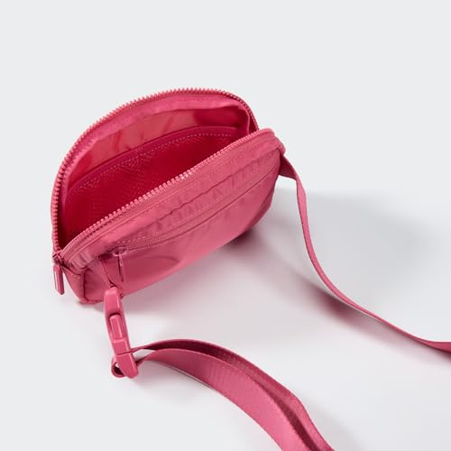 Pander Nylon Fanny Pack for Women, Two-Way Zipper Crossbody Bag - color: Hot Pink