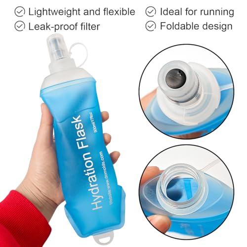 WILDREEDS 150ml Soft Flask, TPU Collapsible Soft Water Bottle for Hydration Pack, Running Vest, Folding Water Bottle for Hiking Cycling Climbing-2Pcs, Blue - color: 2pcs, 150ml Blue