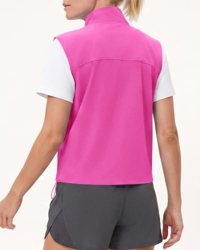 Locachy Women's Lightweight Running Vest Stand Collar Zip Up Summer Waistcoat Sleeveless Jacket for Golf Hiking Travel - color: Rose, size: X-Large