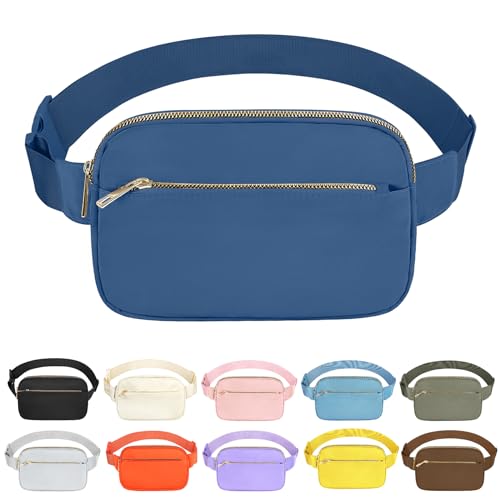 Fashion Fanny Bag-Waist Pack With Adjustable Belt Bag-Unisex Crossbody Pack For Travel Running Hiking-Blue - color: 3-Zipper Blue