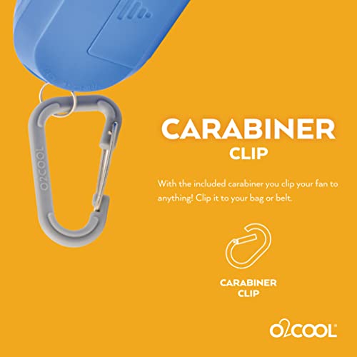 O2COOL Small Sport Misting Fan with Carabiner Clip 2-Pack Blue - color: Blue, size: 2 Packs