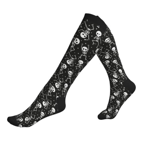 Compression Socks Women and Men 15-20mmHg-Circulation Support Socks for Athletic Running Cycling - color: Dancing Skeleton