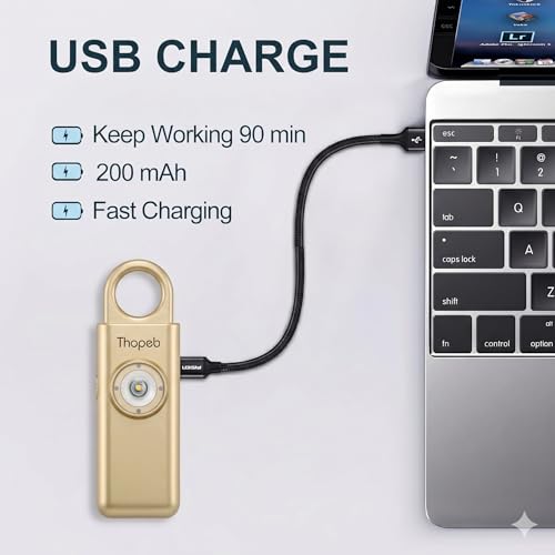 Thopeb Personal Safety Alarm for Women – Upgraded Rechargeable - color: Metallic Gold