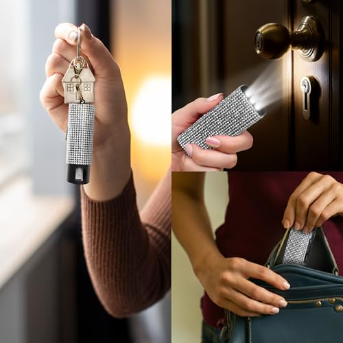 Guard Dog Security Bling It On Stun Gun and Pepper Spray for Self Defense, Fashionable Self-Defense Keychain Set for Women, Glow-in-the-Dark Actuator, 16-Ft Range, USB Rechargeable - color: White