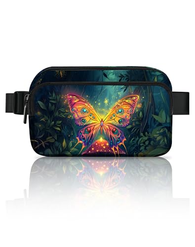 Butterfly Fanny Pack Fashion Belt Bag Lightweight Waist Pouch with Adjustable Strap Mini Crossbody Bags for Women Travel Sports Running - color: Red
