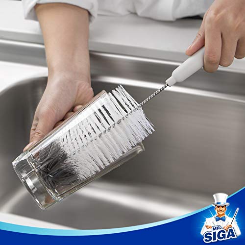 MR.SIGA 5 Pack Bottle Brush Cleaning Set with Storage Holder, White - size: 5.3 x 5.3 x 15.5 inch