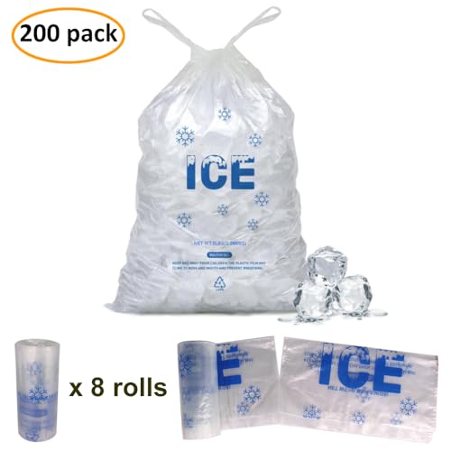 200 PACK 5 lb. Plastic Drawstring Ice Bags 9 x 17 Inch Heavy-Duty - style: 9x17inch(200pack)