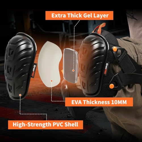 GRENPRO Heavy Duty Work Knee Pads, Quick Release Buckle for Construction - color: Upgraded Black