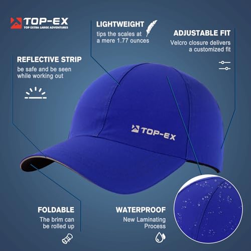 TOP-EX Oversize XL XXL XXXL Baseball Cap Waterproof Running Hat for Extra Large Heads Men - color: Blue, size: XX-Large