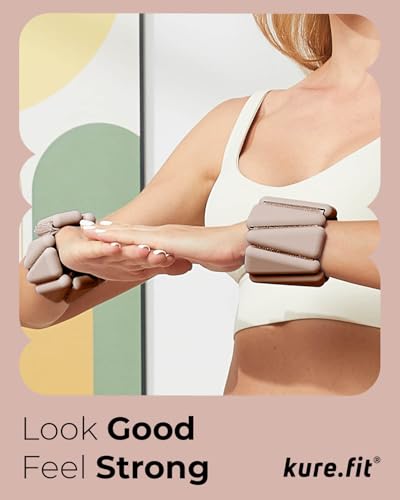Pilates Wrist & Ankle Weights | Adjustable Weighted Bangles | 1/2/3LB Each - color: Taupe, size: 2 LB