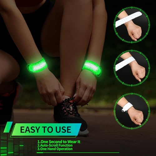 2PCS LED Armband for Running and Walking at Night Safety Gear - color: Green