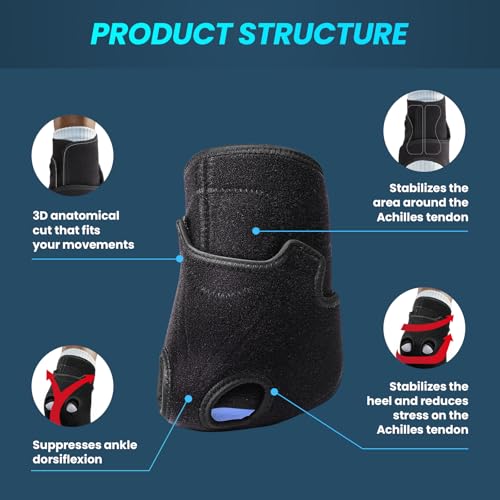 Welnove Achilles Tendonitis & Ankle Brace – Heel Lock Support for Ankle Dorsiflexion Relief, Adjustable Achilles Tendon Support Compression Pad for Men Women Heel Protectors (1 Pair, Size L, Black) - size: Large - Women 8-12|Men 7-11