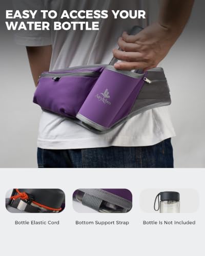 Fanny Pack with Water Bottle Holder, RFID Blocking Running Belt Bag - color: Purple