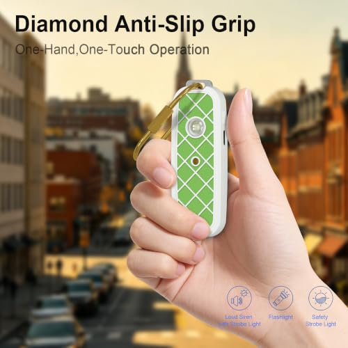 Personal Safety Alarm Keychain for Women & College Girls - 240 Min Siren, Dual Activation (Pin & Button), Locking Pin, LED Strobe, Rechargeable Anti-Slip Grip (Fresh Leaf) - color: Fresh Leaf