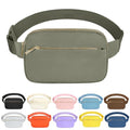 Fashion Fanny Bag-Waist Pack With Adjustable Belt Bag-Unisex Crossbody Pack Khaki Green - color: 3-Zipper Khaki Green