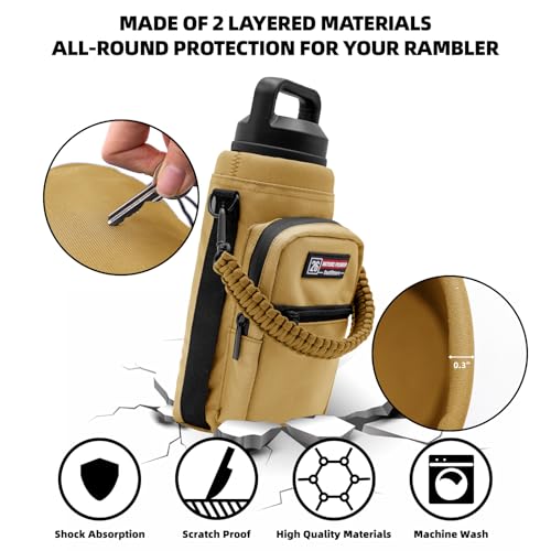 NATURE PIONEOR 26-128 oz Insulated Water Bottle Carrier Holder with Strap - color: Brown, size: 18-26oz