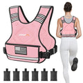 APEXUP Adjustable Weighted Vest, 4-10lb/12-18lb/20-32lb Vest with 6 Ironsand Weights and Large Pocket, Weight Vest for Men Women Strength Training, Running, Walking - color: Pastel Pink, size: 4-10lbs