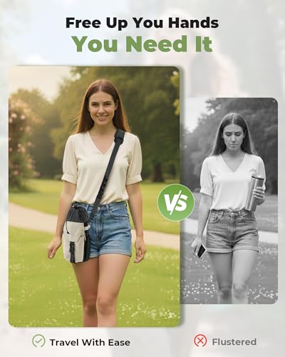 Water Bottle Holder with Strap 40/32 oz Crossbody Water Bottle Purse Bag for Women Men with Phone Pocket for Hiking Walking Gym Cycling - color: Beige+Black