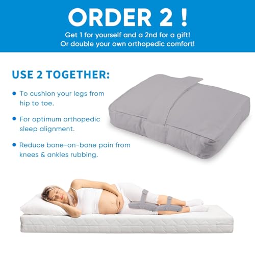 Knee Pillow with Soft Straps for Side Sleepers (Black) - color: Grey