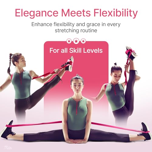 Ballet Stretch Bands Set with Foot Mini Loop, Splits Flexibility Trainer - color: Charm Pink Small