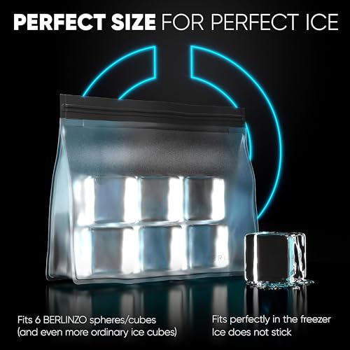 BERLINZO Reusable Ice Storage Bag - Freezer Safe Leak Proof Silicone and Plastic-Free Lunch Bag for Ice and Food Storage - BPA-Free - 2 Pack - size: 2-pack