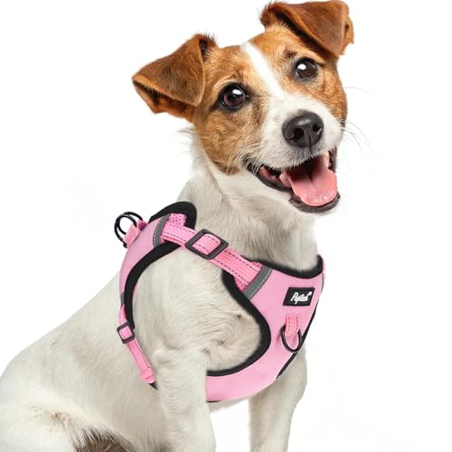 PUPTECK Dog Harness Small Sized Dog, Step in Adjustable Reflective Dog Vest Harness Escape Proof, No Pull Soft Padded Harness Easy Control, Pink, S - color: Pink, size: S (CHEST: 13"-18")