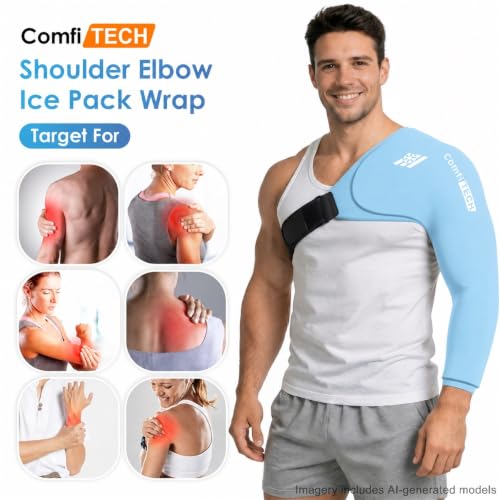 ComfiTECH Shoulder Arm Ice Pack Wrap for Pitcher & Recovery, Blue, XL - size: Extra Large, style: Blue