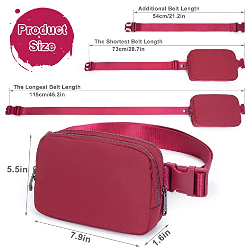 AROME Mini Belt Bag for Women Men Fashion Waist Packs Fanny Pack - color: Wine