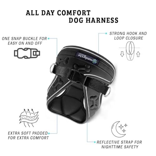 Comfort Fit Reflective Dog Harness, Soft Padded Easy Step-in Vest- Black, S - color: Reflective Black, size: S (Chest 12" - 15.5")