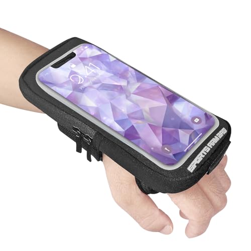Wristband Phone Holder for Running - Forearm Phone Armbands - Running Armband with Card Slot for iPhone Pro Max Plus 17/16/15/14/13 Pro Max Samsung Galaxy S23/S22, Cell Phone Holder up to 7" (Black)