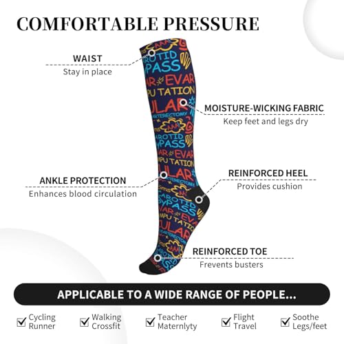 FREEHOTU Compression Knee High Socks for Women/Men Circulation 15-20 Mmhg - color: Vascular