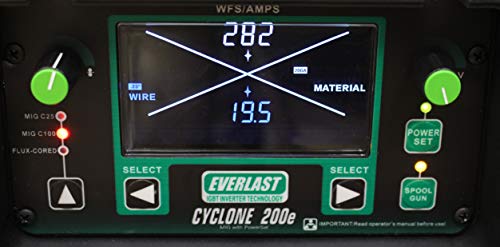 Everlast Cyclone 200ES MIG Welder - 180 Amp, Dual Voltage 110/220V, IGBT Inverter, MIG & Stick Capability