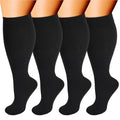 4 Pairs Wide Calf Compression Socks for Women Men 20-30 mmHg Knee High