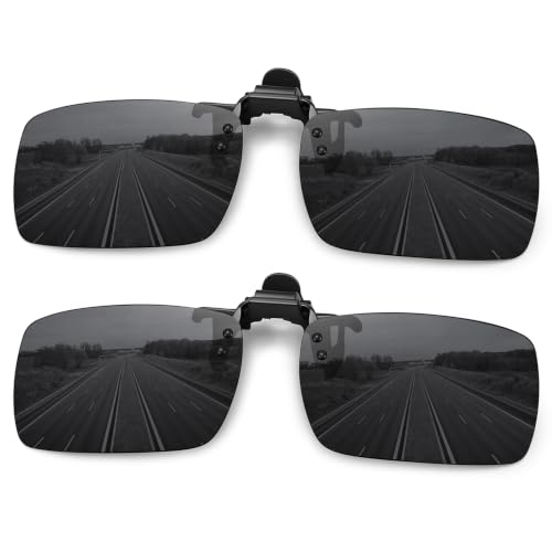 MEETSUN Polarized Clip On Sunglasses for Men Women, Fit Over Glasses - color: 2pack-black*2