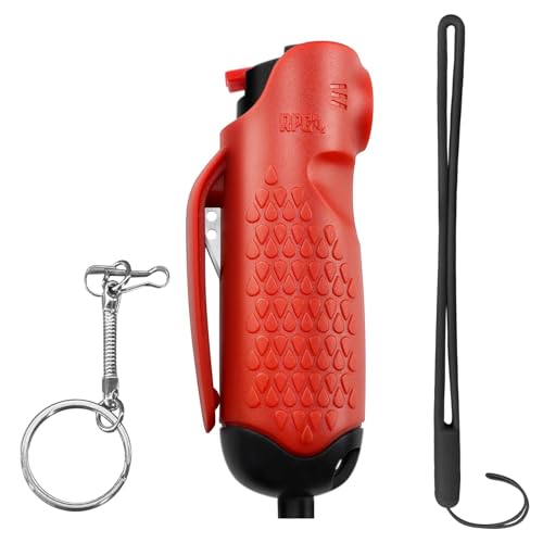 Pepper Spray, Self Defense OC Pepper Spray Keychain, 12 ft Range, 0.5 fl oz - color: Scarlet Red
