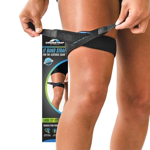 IT Band Strap - Thigh Compression Wrap, Iliotibial Band Syndrome Brace, Thigh Compression Sleeve for Men & Women, Hamstring Brace, Support & Stabilize Knee, Comfort Bracing (Large) - size: Large