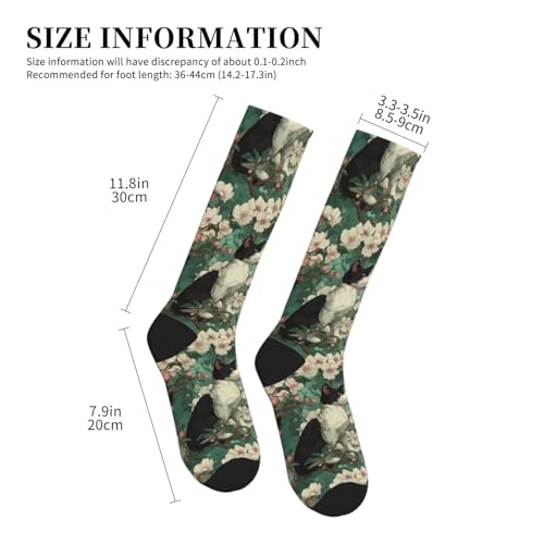 Cute Compression Socks Knee High Support Stockings Women Men - color: Cat Flower