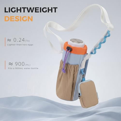 Water Bottle Holder with Strap Fits 16-24oz Bottle, Water Bottle Carrier with Earphone Bag, Hands-Free Crossbody Bottle Bag for Dog Walking, Travel, Hiking & Everyday Use - color: Blue