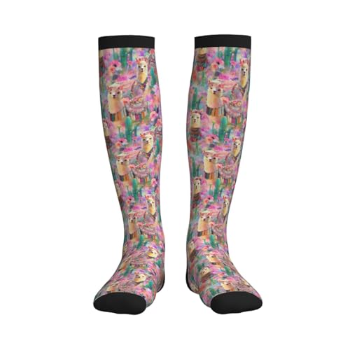 Compression Socks Knee High Support Socks Women Circulation Stockings for Athletic Running Cycling Flying - color: Halloween