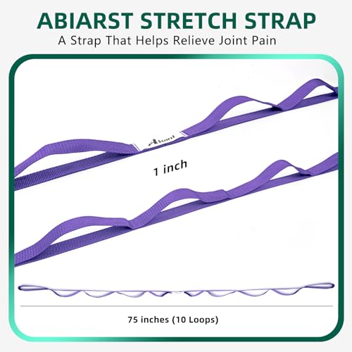Abiarst Stretching Strap Yoga Straps for Physical Therapy, 10 Loops Non-Elastic Stretch Band for Pilates, Flexibility, Exercise and Gymnastics - color: 1-Pack (Purple)