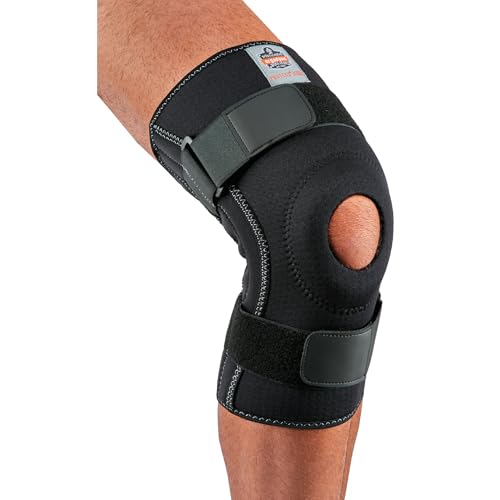Ergodyne Proflex 620 Neoprene Padded Knee Sleeve Support Stabilizer with Stays, Open Patella, Adjustable Compression Fit - size: Large, style: Knee Sleeve - Open Patella Spiral Stays